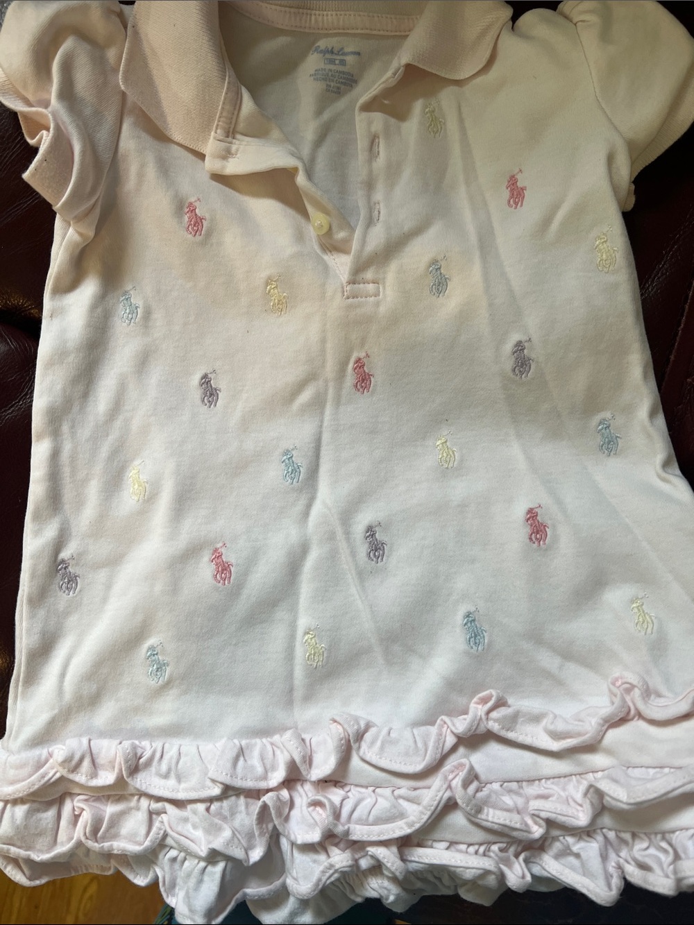 Ralph Lauren Light Pink Polo Dress with Multicolor Pony Embroidery